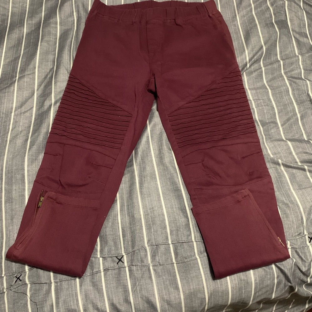 Maroon Moto Pant Jeggings